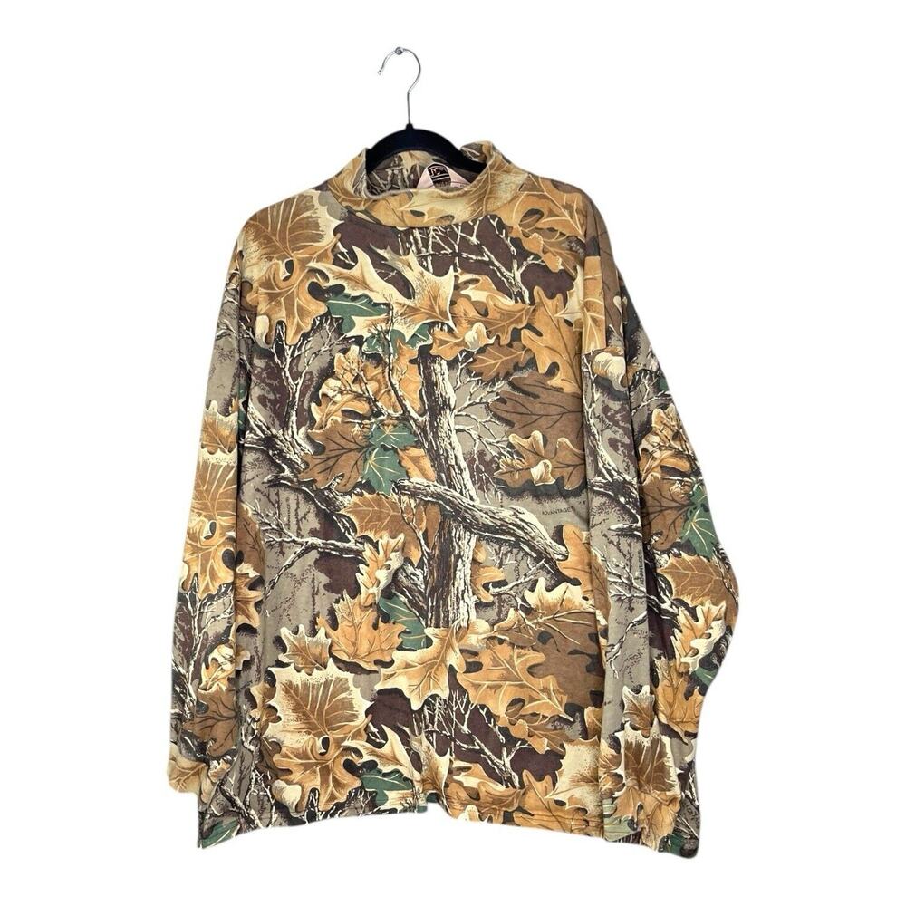 Vtg Walls 80s 90s Outdoors Camo Mock Neck Pullover Sz XL Large Trunk‎ READ